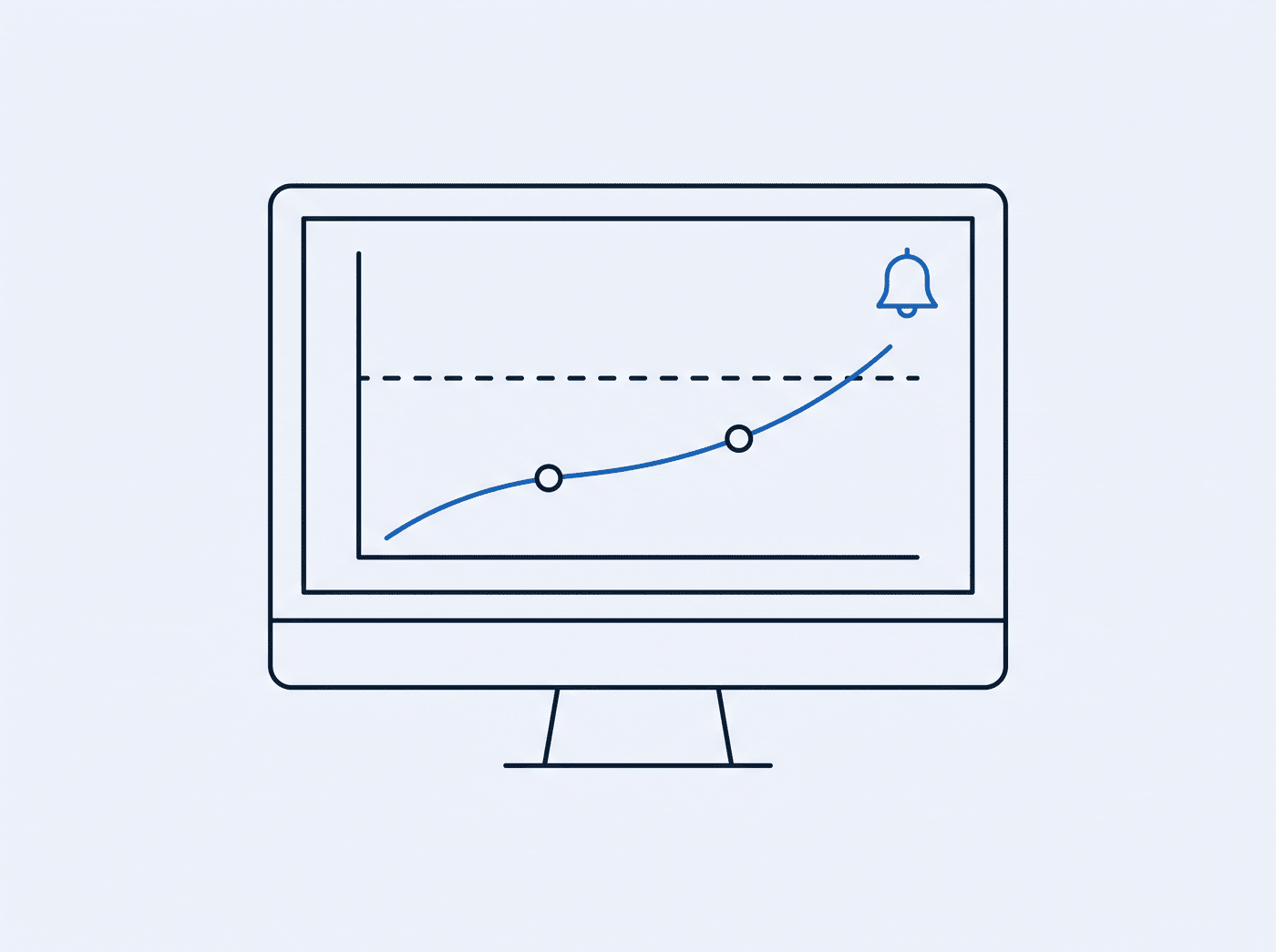 Dashboard mit Trendkurven der Maschinenkennwerte auf einem Monitor