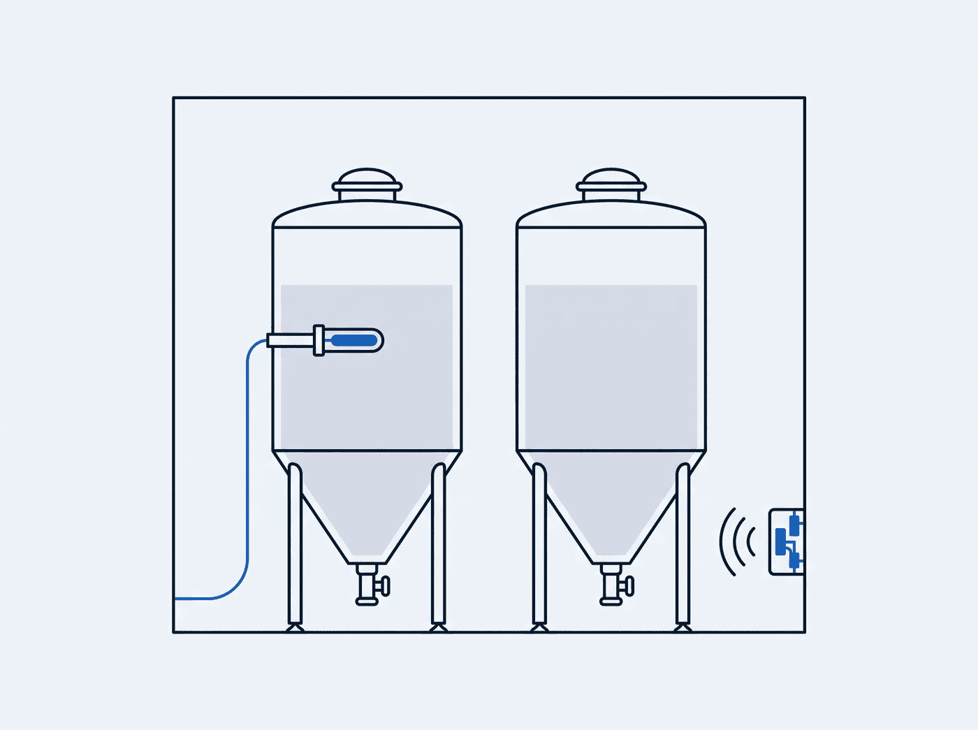 Zwei Gärtanks im Keller mit Temperaturfühler und bodennahem Gassensor